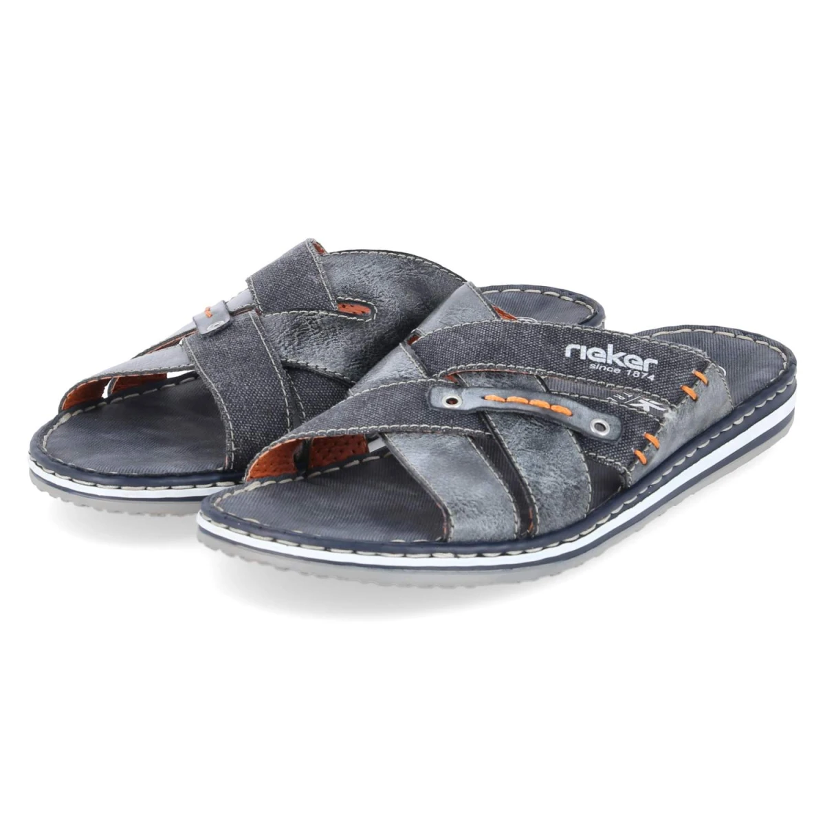 Rieker Pantoletten - Gr. 44 - Blau - Textil & Synthetik