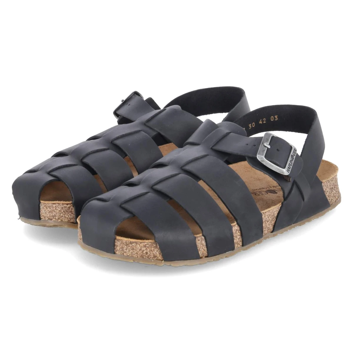 Haflinger Sandalen PETE - Gr. 43 - Schwarz - Glattleder