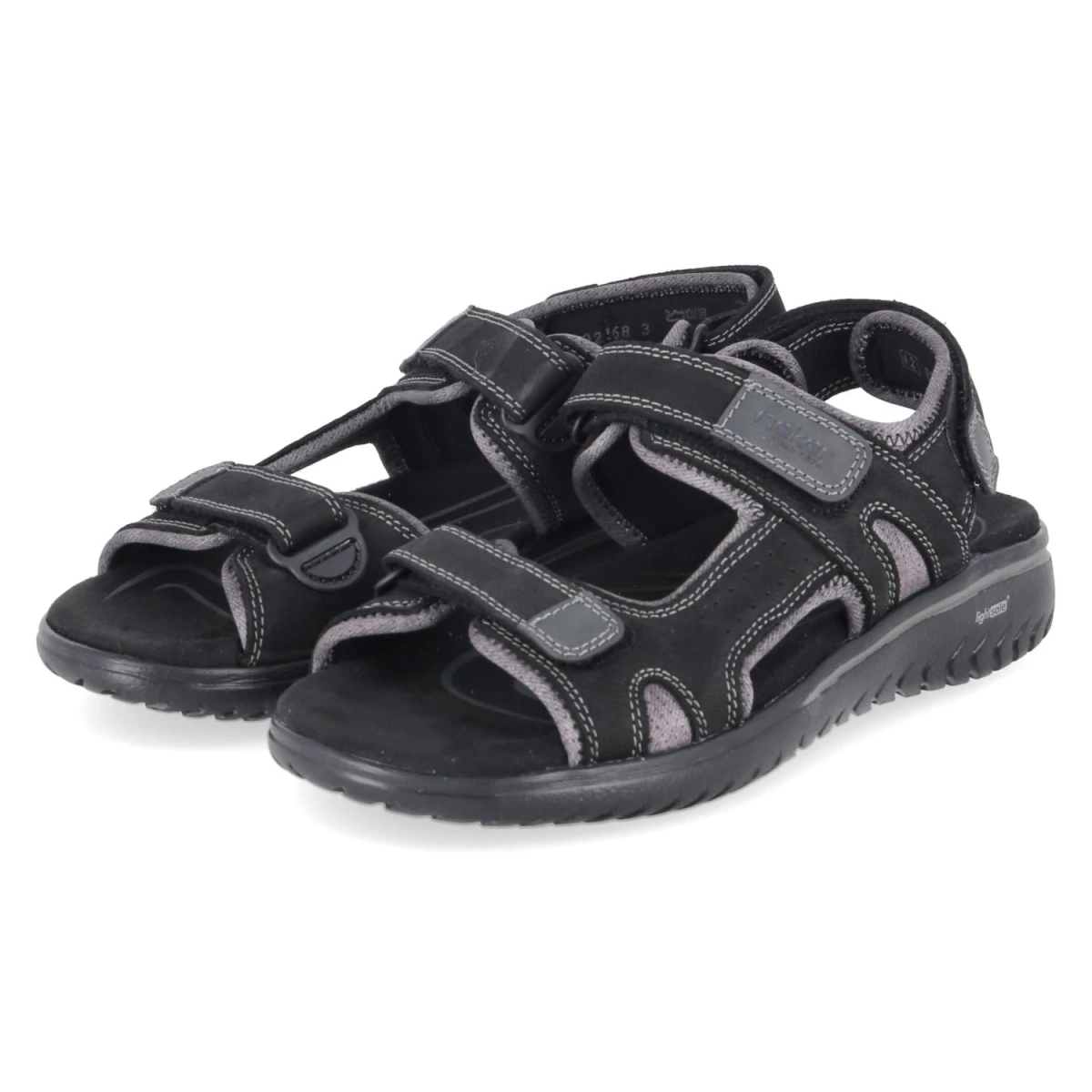 Rieker Sandalen - Gr. 41 - Schwarz - Leder & Textil