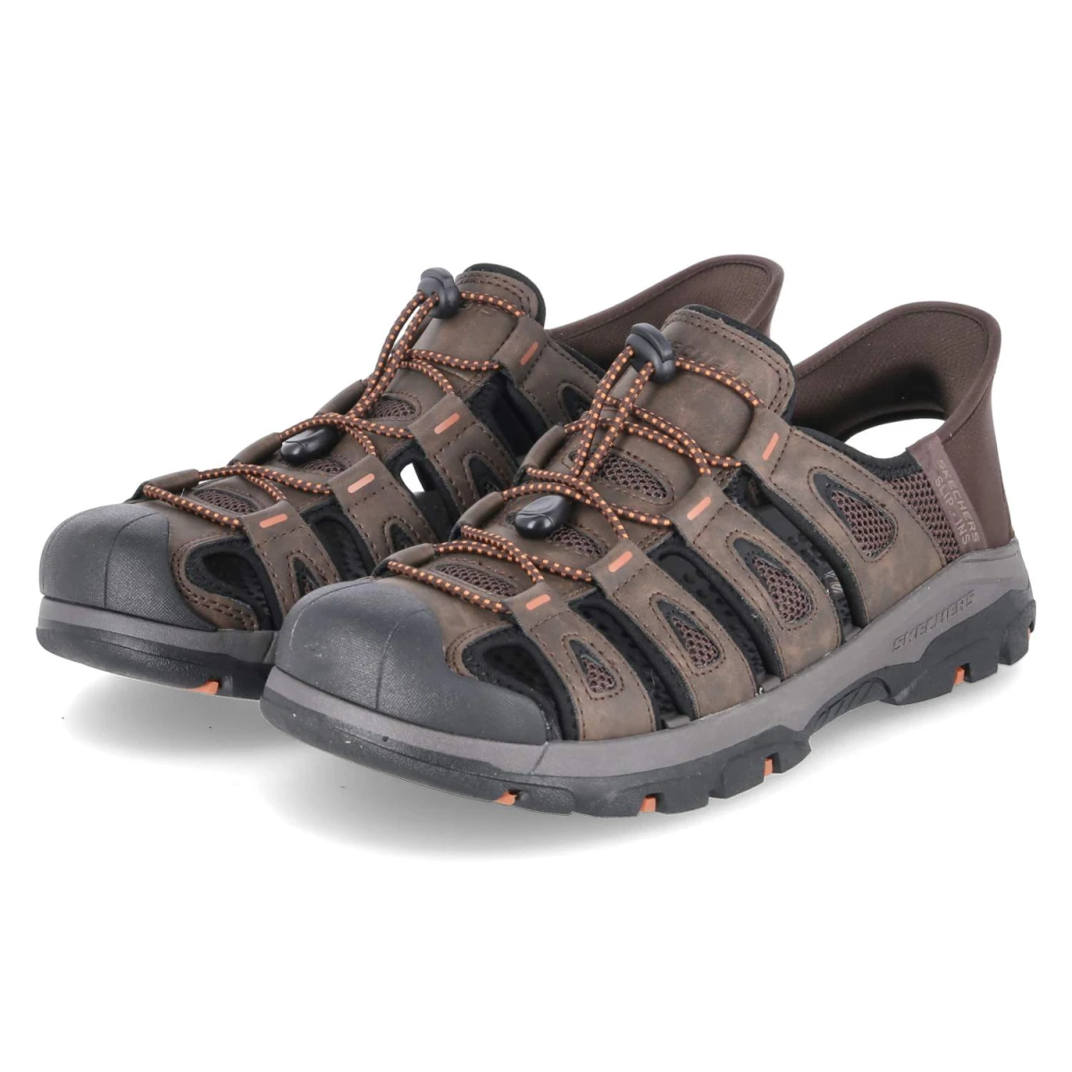 Skechers SLIP-INS Sandalen TRESMEN - Gr. 43 - Braun - Textil & Synthetik
