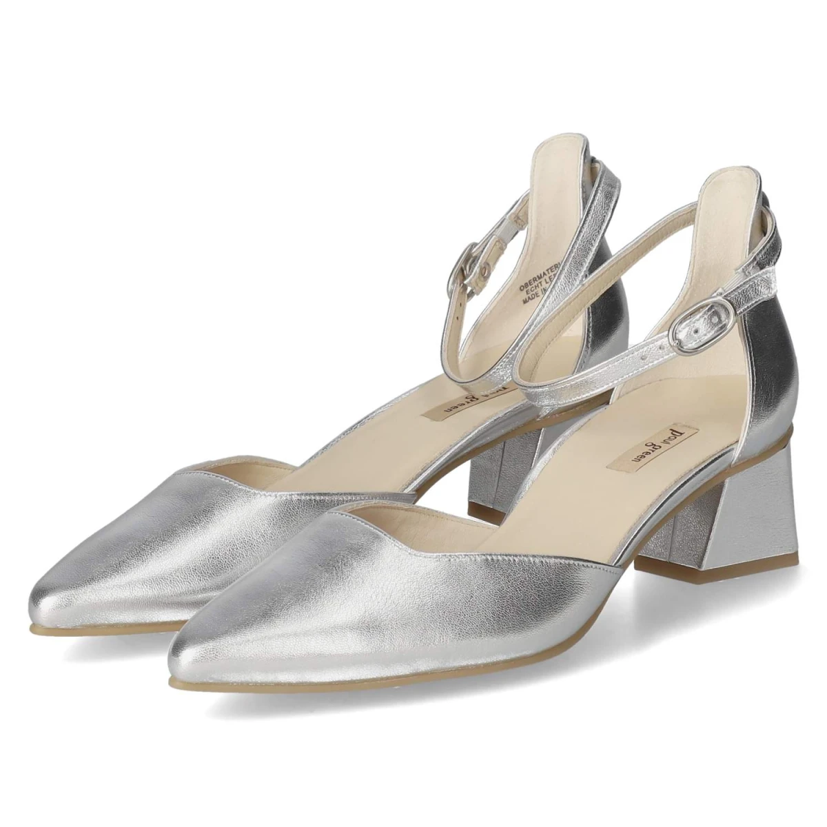 Paul Green Riemchenpumps - Gr. 38 - Silber - Glattleder