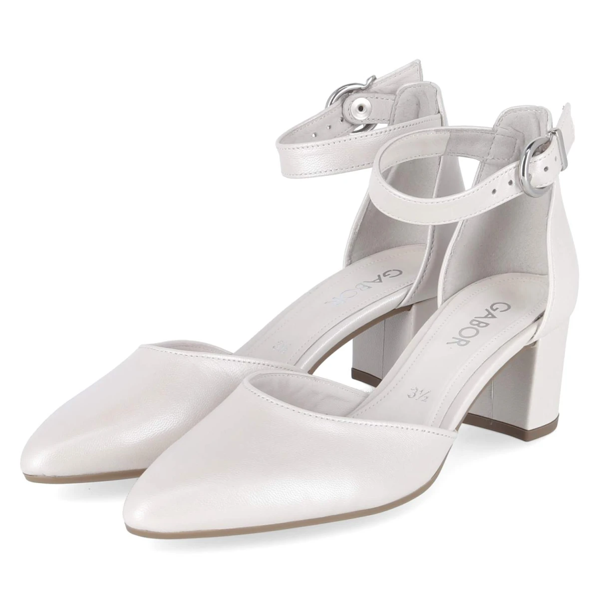 Gabor Riemchenpumps - Gr. 38 - Weiß - Glattleder