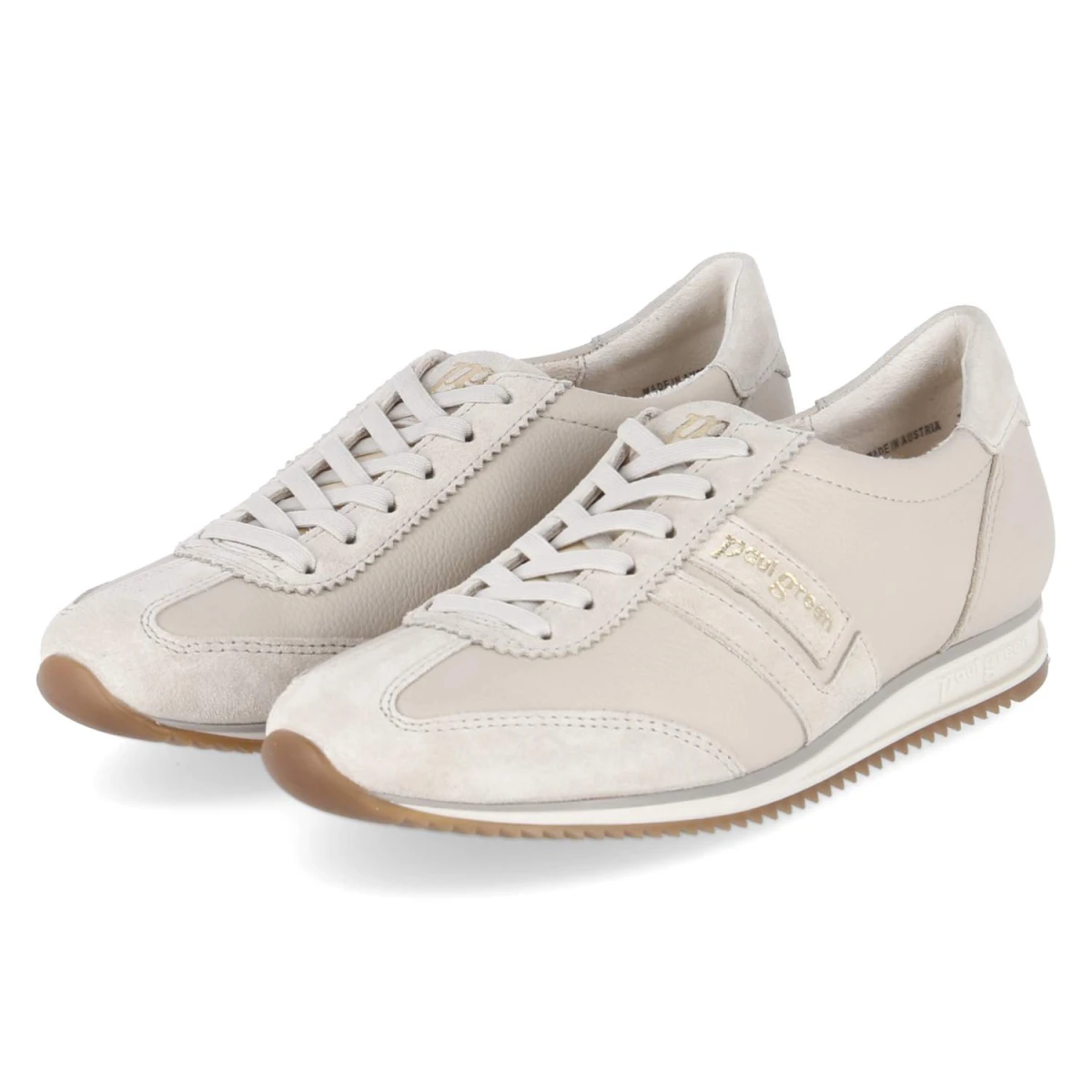 Paul Green Low Sneaker - Gr. 37 - Beige - Leder & Textil
