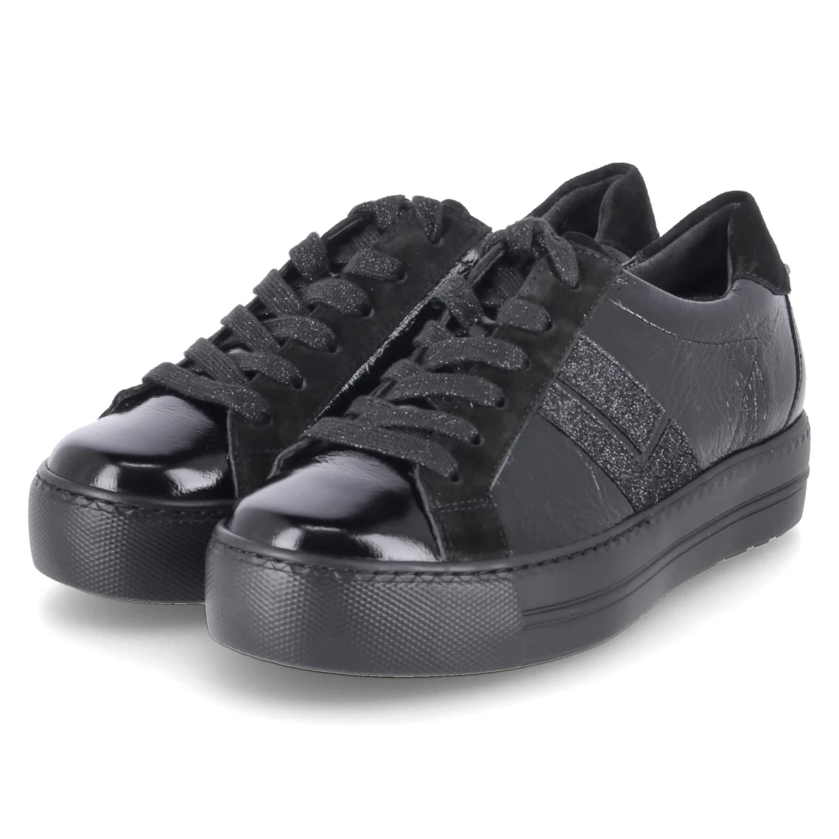 Paul Green Low Sneaker - Gr. 38,5 - Schwarz - Leder & Textil