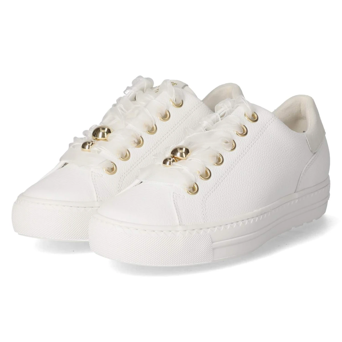 Paul Green Low Sneaker - Gr. 37 - Weiß - Leder & Textil