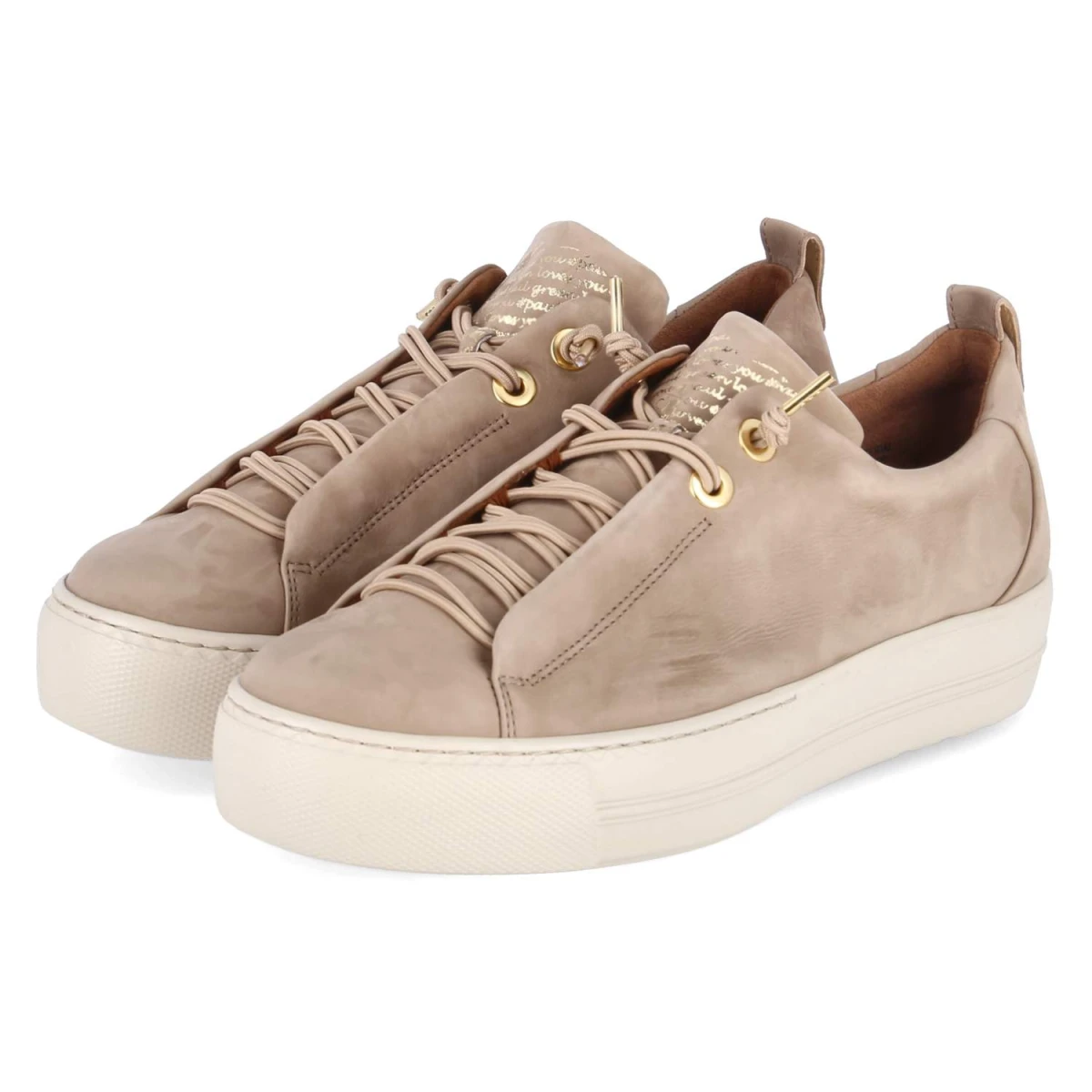 Paul Green Low Sneaker - Gr. 37 - Beige - Rauleder
