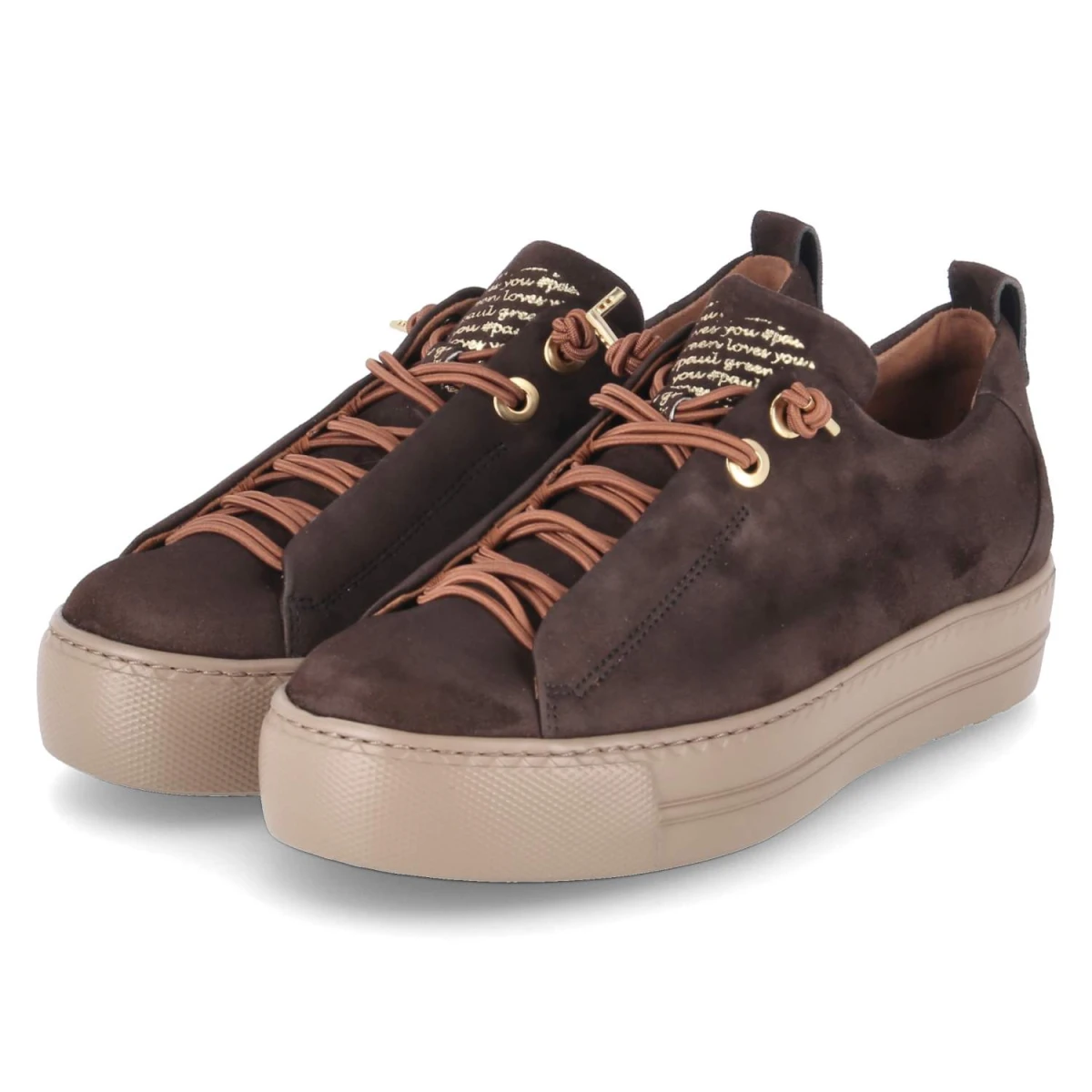 Paul Green Low Sneaker - Gr. 40,5 - Braun - Rauleder