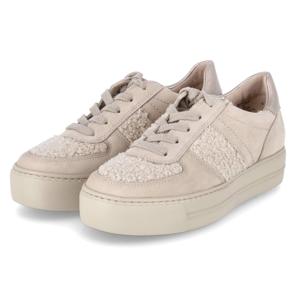 Paul Green Low Sneaker - Gr. 37,5 - Beige - Leder & Textil