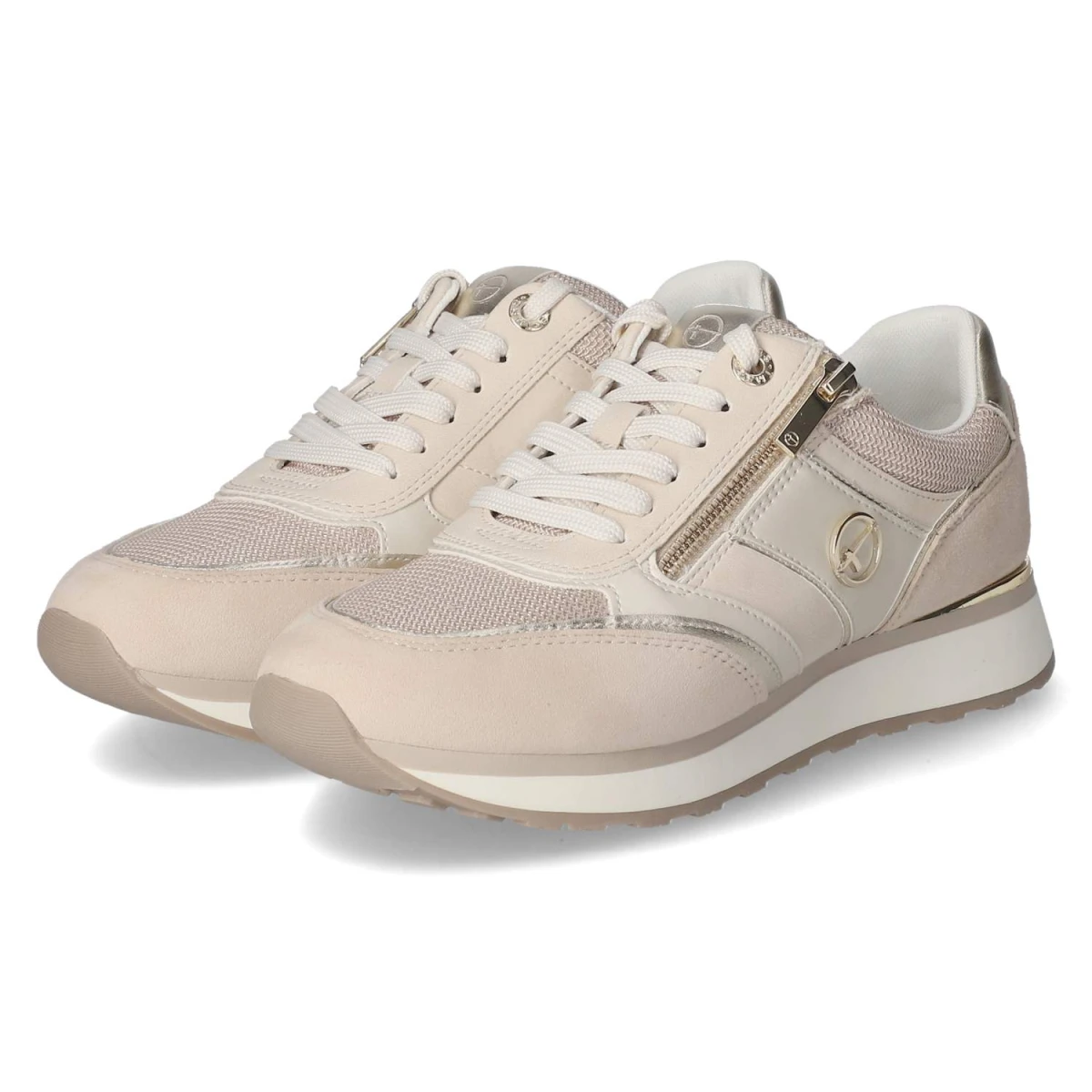 Tamaris Low Sneaker - Gr. 36 - Beige - Synthetik, Leder & Textil