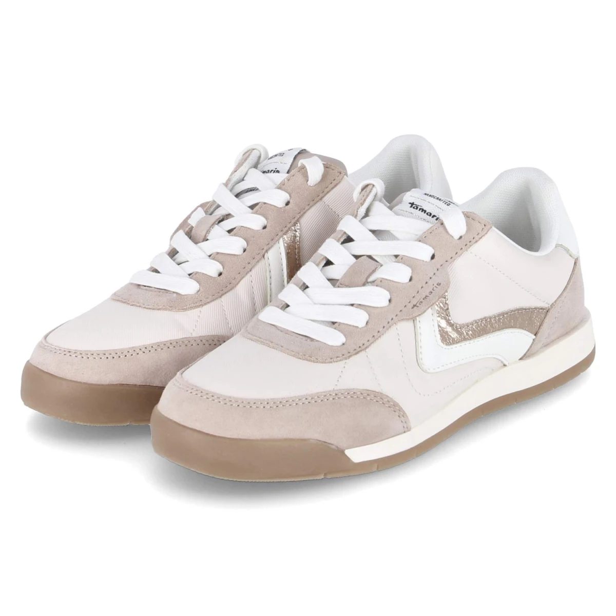 Tamaris Low Sneaker - Gr. 38 - Beige - Synthetik, Leder & Textil