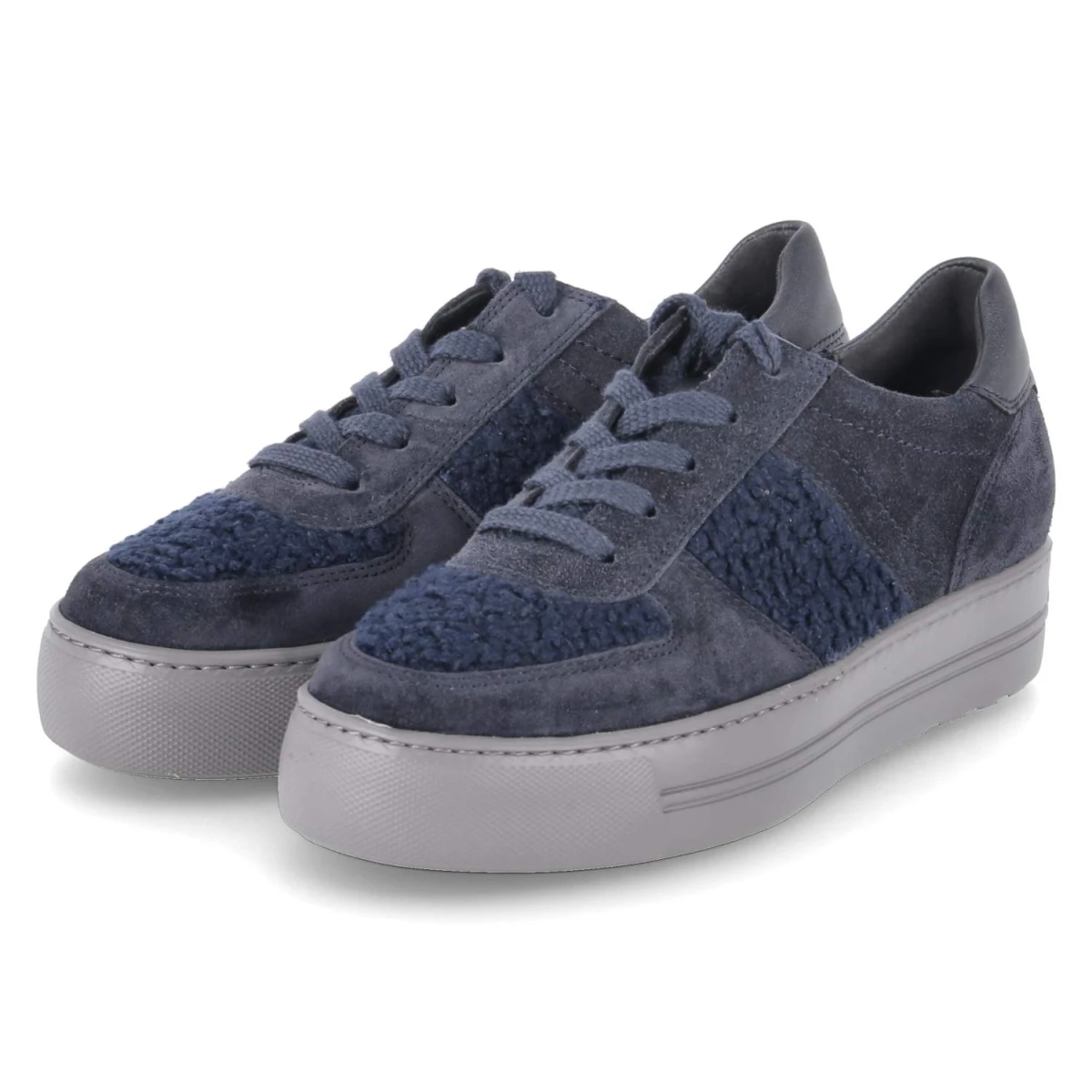 Paul Green Low Sneaker - Gr. 38,5 - Blau - Leder & Textil
