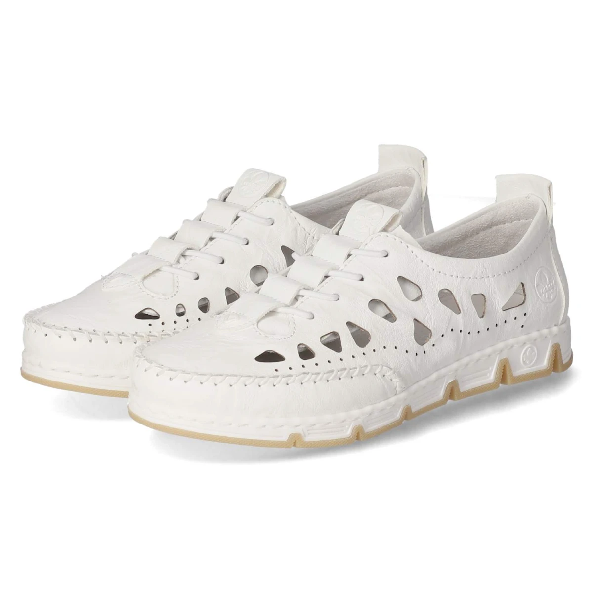 Rieker Slipper - Gr. 39 - Weiß - Leder und Synthetik