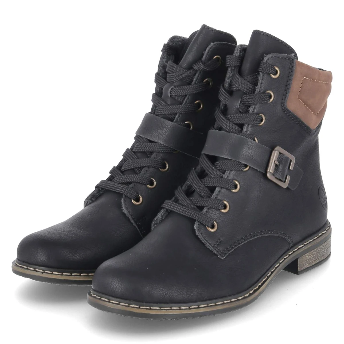 Rieker Schnürstiefeletten - Gr. 37 - Schwarz - Synthetik