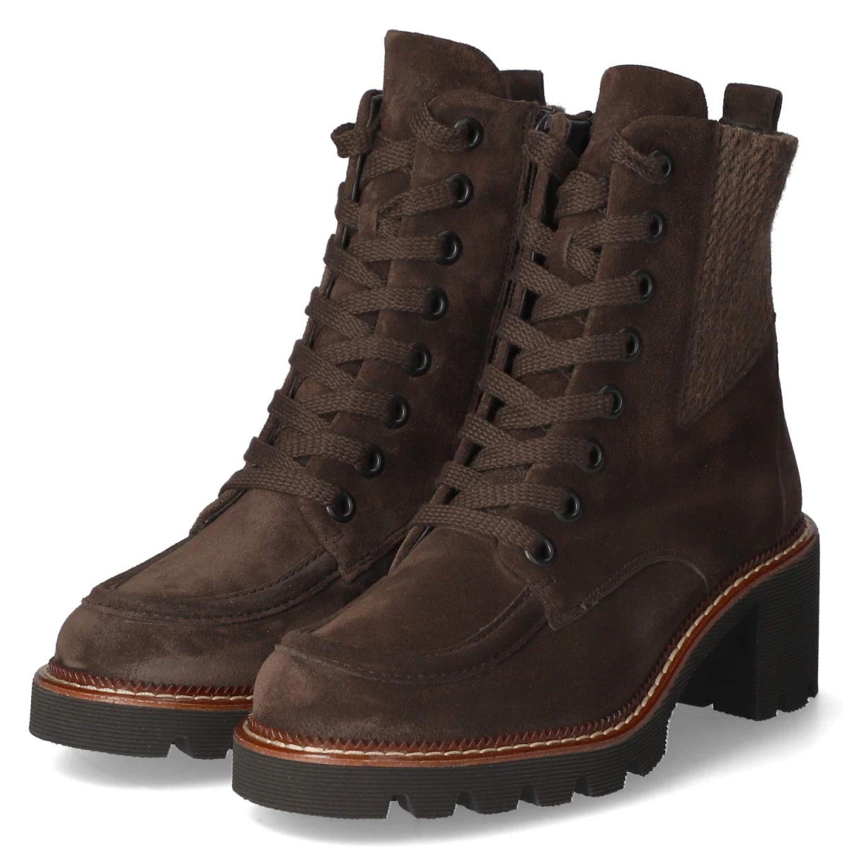 Paul Green Schnürstiefeletten - Gr. 39 - Braun - Leder & Textil
