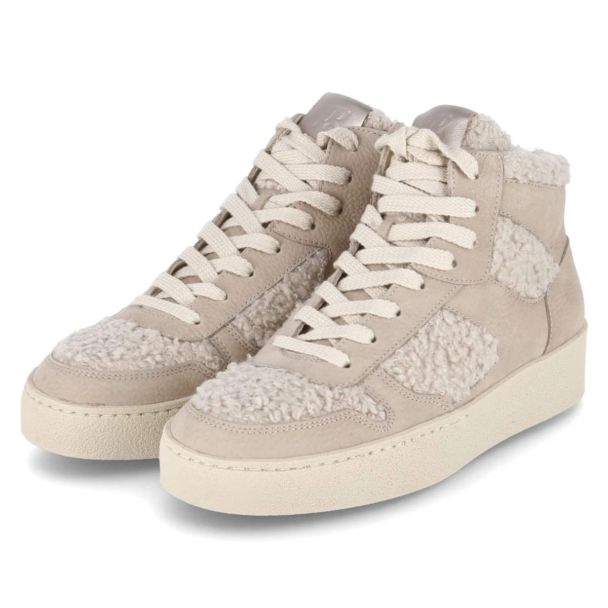 Paul Green High Sneaker - Gr. 39 - Beige - Leder & Textil