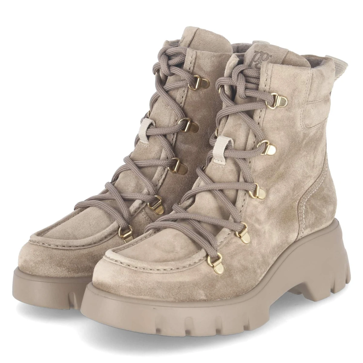 Paul Green Schnürboots - Gr. 38 - Beige - Rauleder