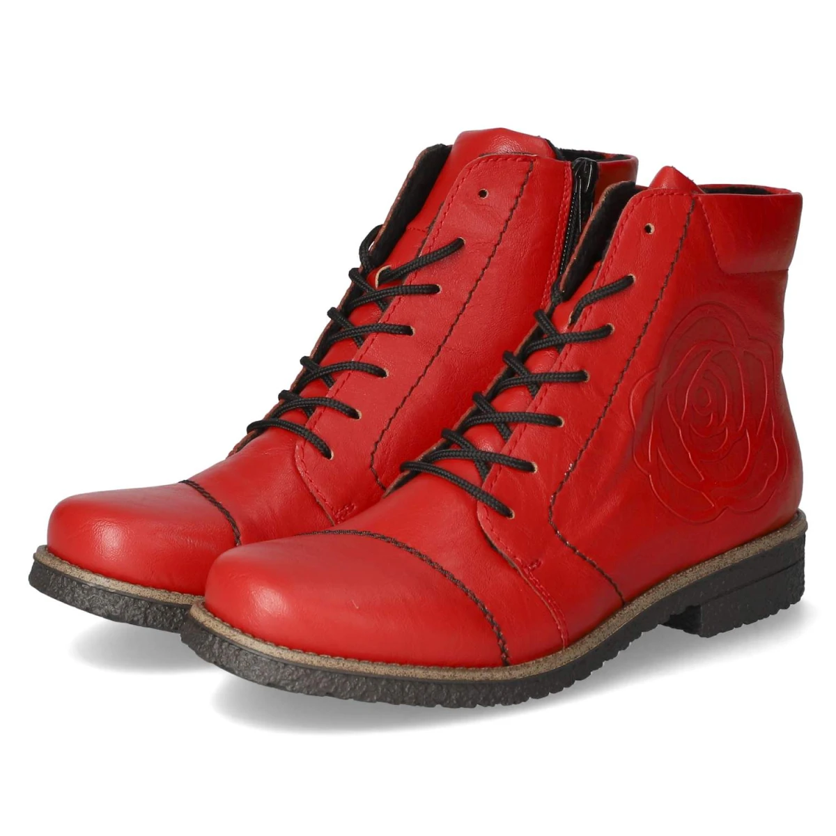 Rieker Schnürstiefeletten - Gr. 40 - Rot - Kunstleder