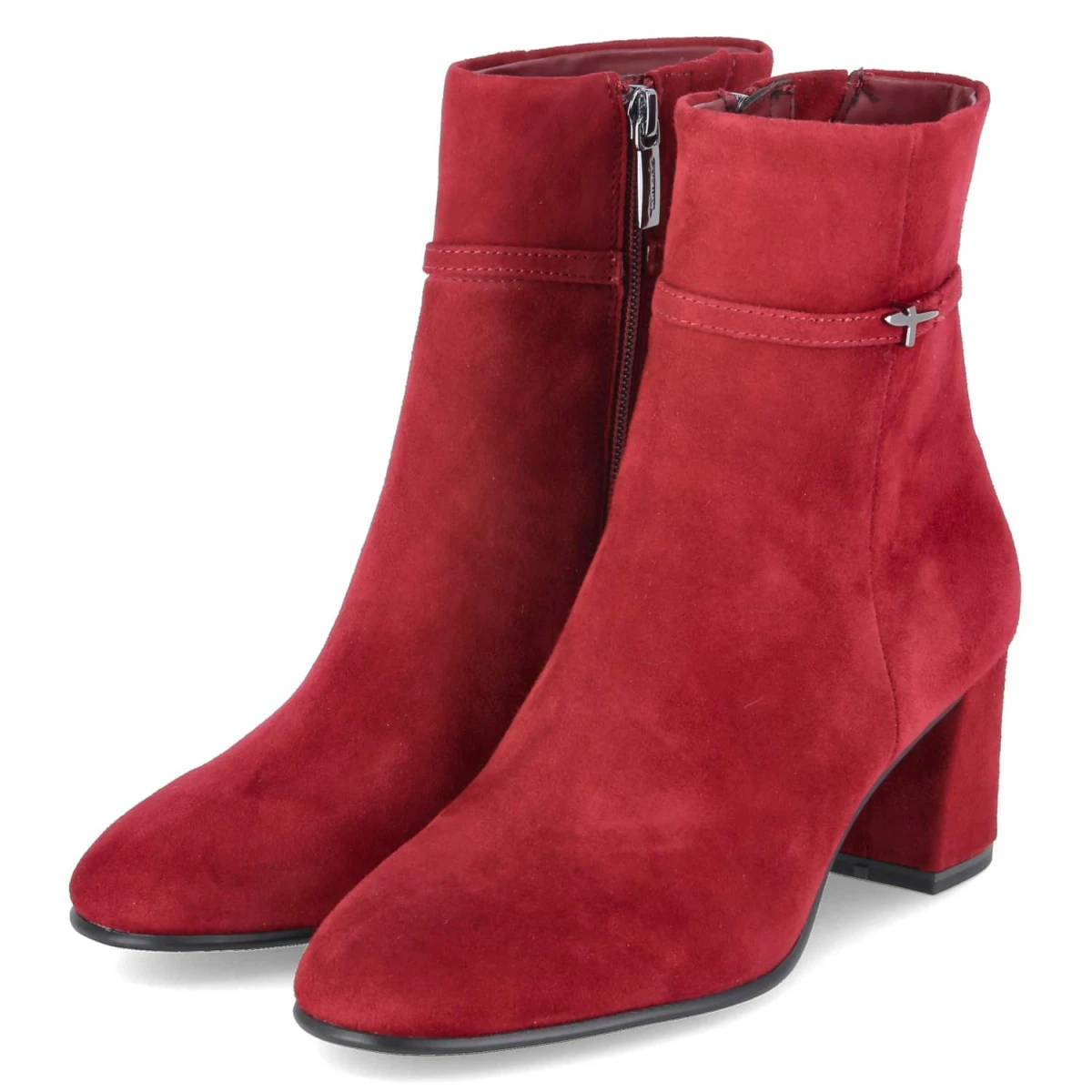 Tamaris Stiefeletten - Gr. 39 - Rot - Rauleder