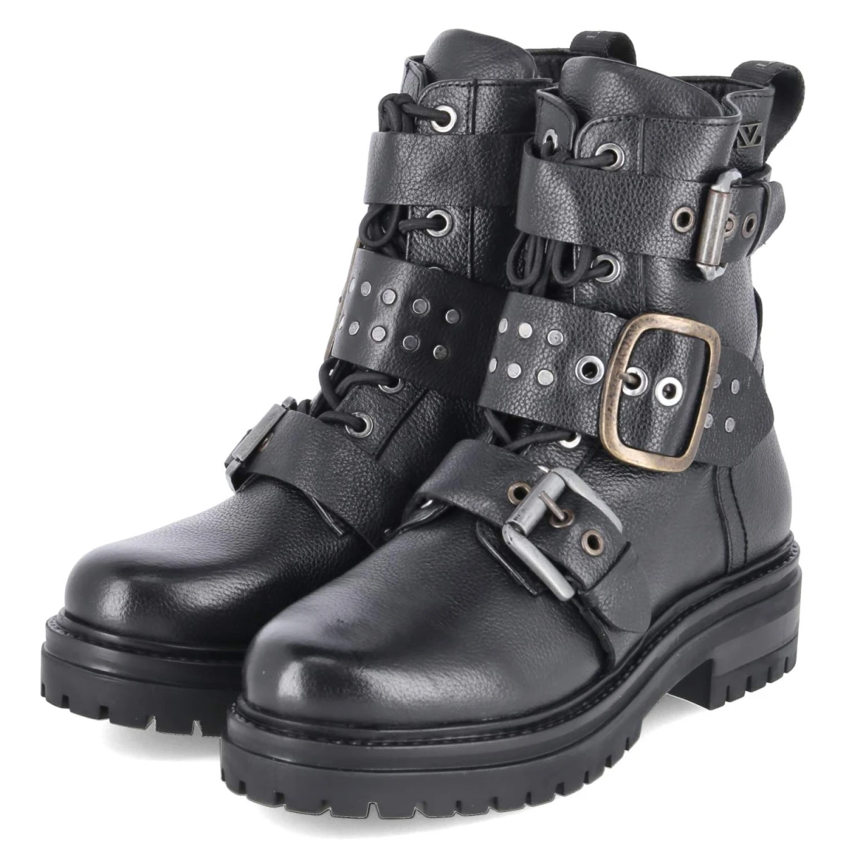 LAZAMANI Biker Boots ABBY - Gr. 38 - Schwarz - Glattleder