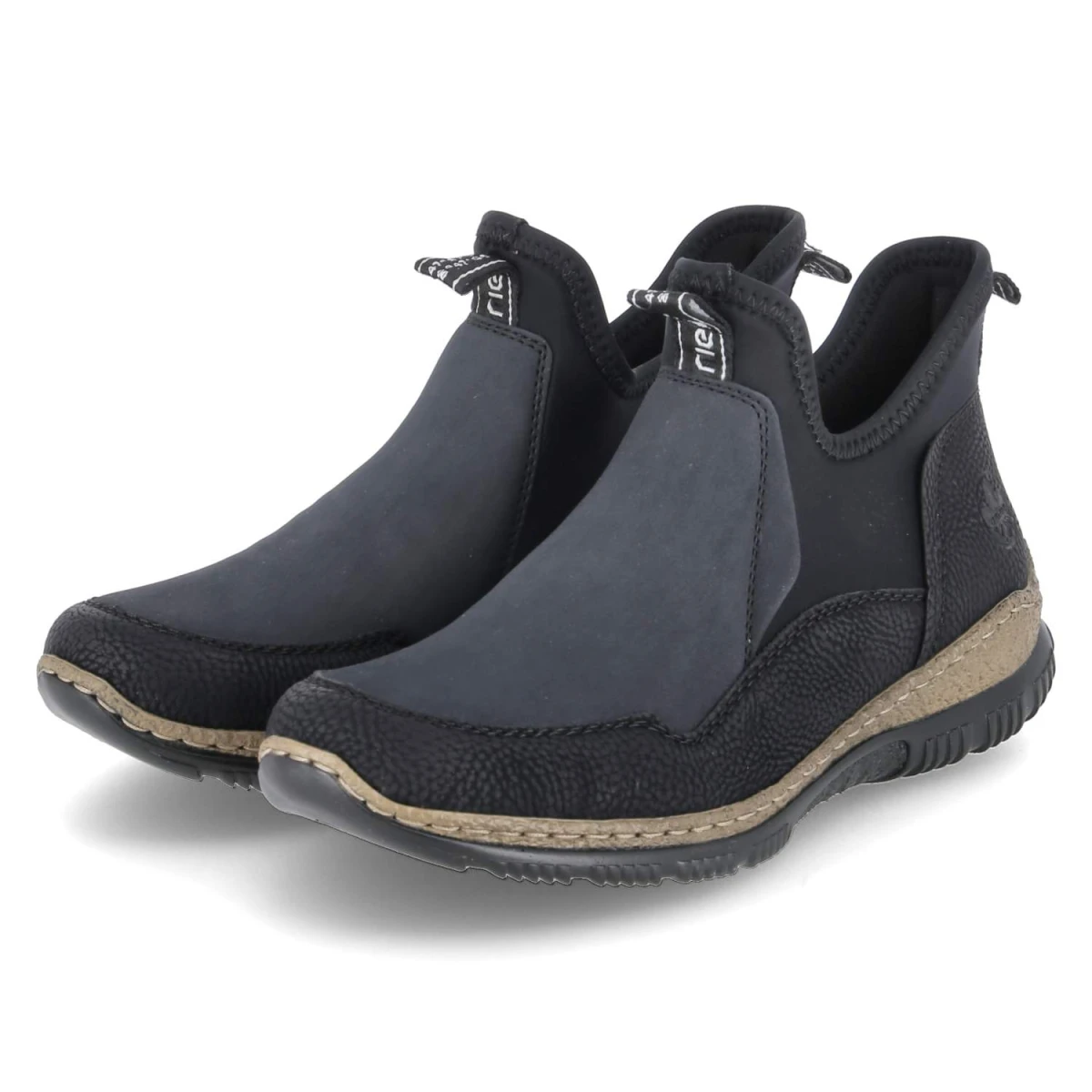 Rieker Stiefeletten - Gr. 37 - Schwarz - Textil & Synthetik