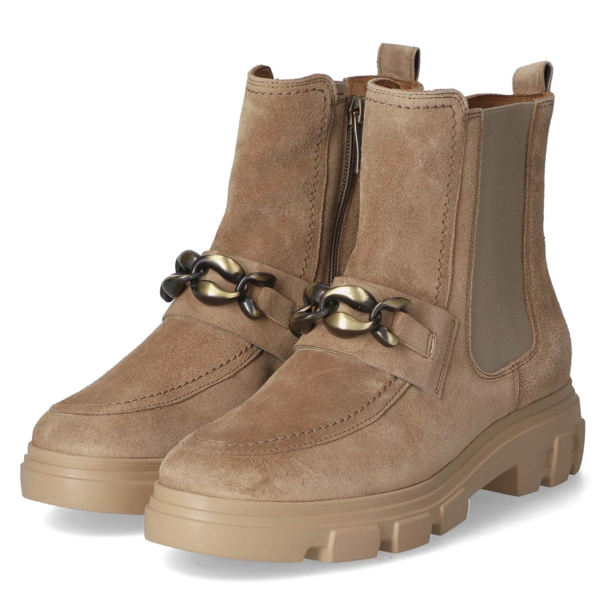 Paul Green Chelsea Boots - Gr. 38,5 - Beige - Leder und Synthetik