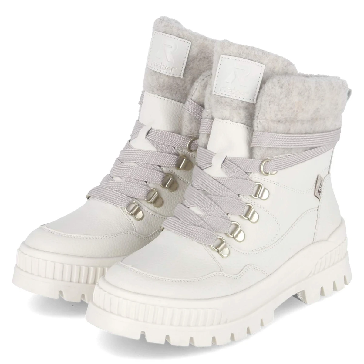 Rieker Winterboots - Gr. 41 - Weiß - Leder & Textil