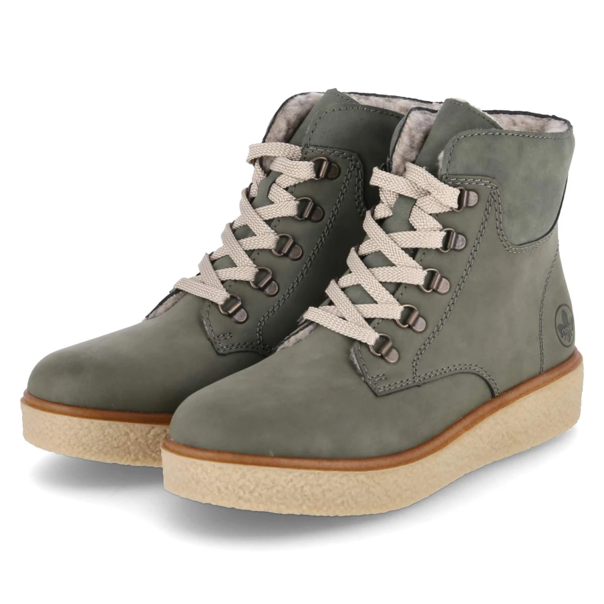 Rieker Schnürstiefeletten - Gr. 39 - Grün - Leder und Synthetik