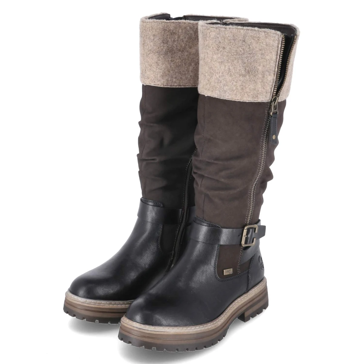 Rieker Stiefel - Gr. 37 - Schwarz - Textil & Synthetik