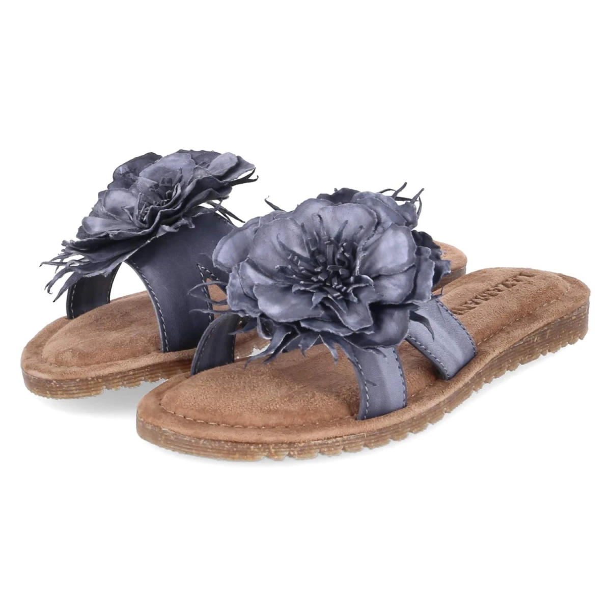 LAZAMANI Pantoletten - Gr. 36 - Grau - Leder