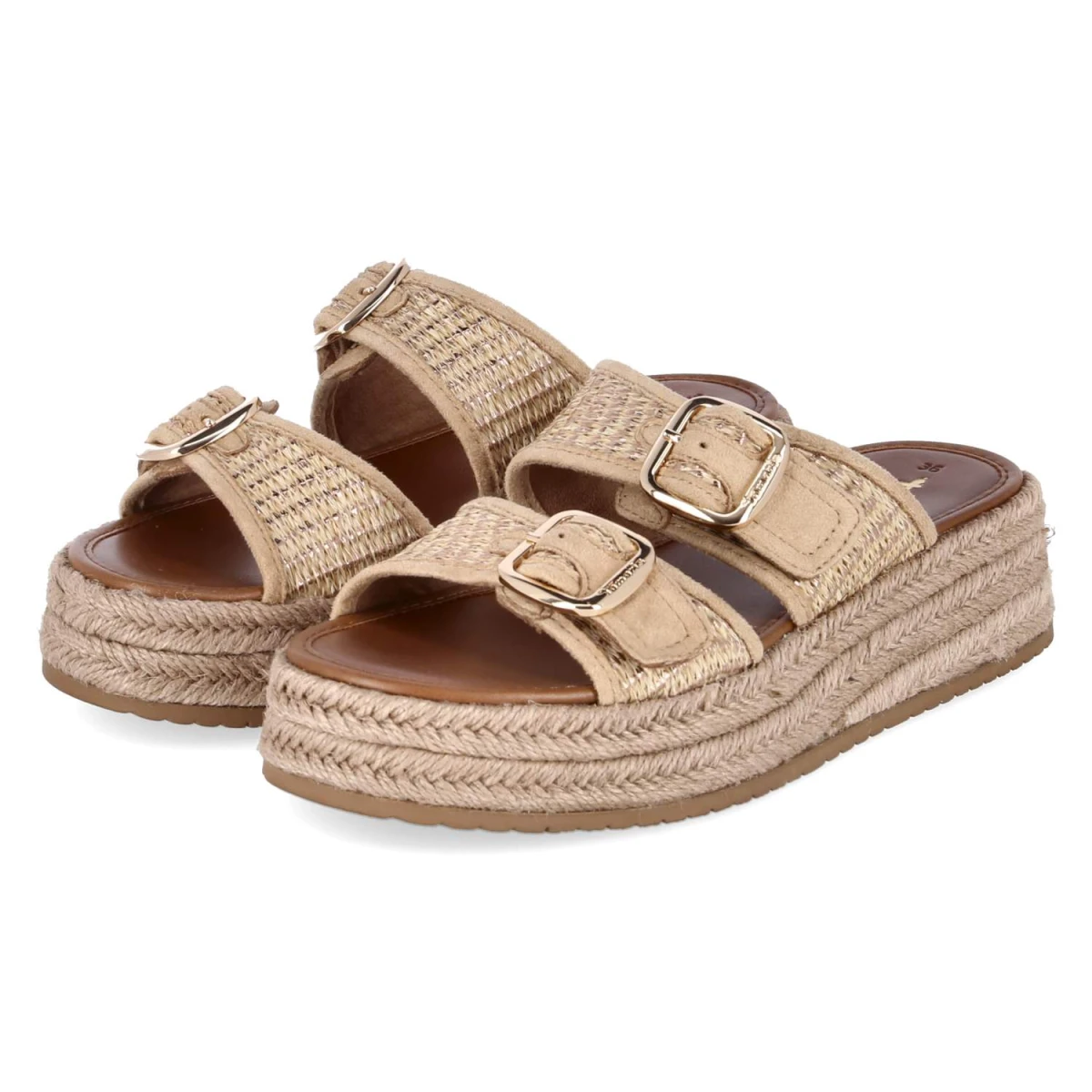 Tamaris Espadrille-Pantoletten - Gr. 39 - Beige - Textil
