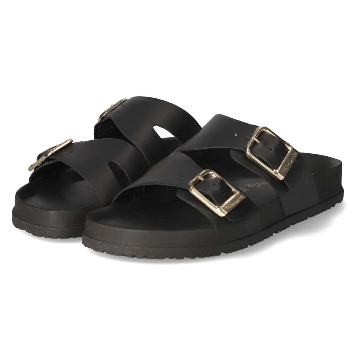 Tamaris Pantoletten - Gr. 41 - Schwarz - Glattleder