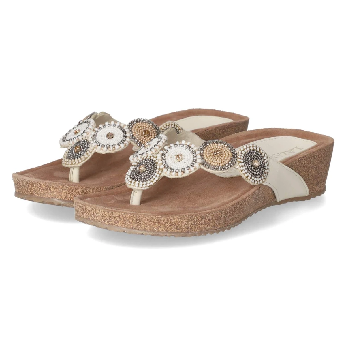 LAZAMANI Pantoletten - Gr. 40 - Weiß - Glattleder