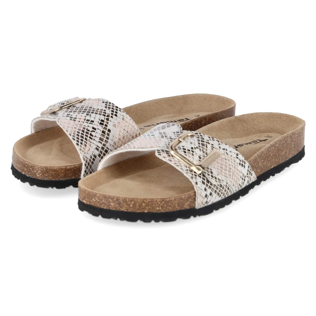 Tamaris Pantoletten - Gr. 40 - Beige - Synthetik