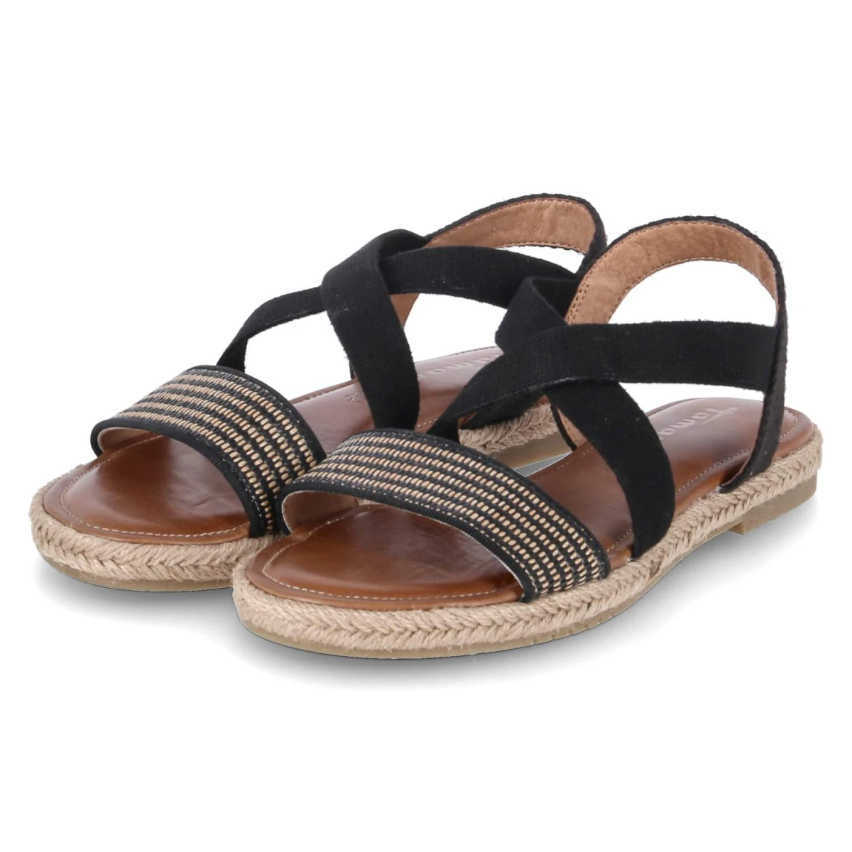 Tamaris Sandalen - Gr. 41 - Schwarz - Leder & Textil
