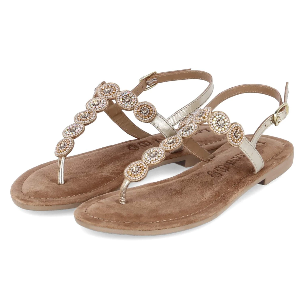 LAZAMANI Zehentrenner-Sandalen - Gr. 40 - Gold - Leder und Synthetik