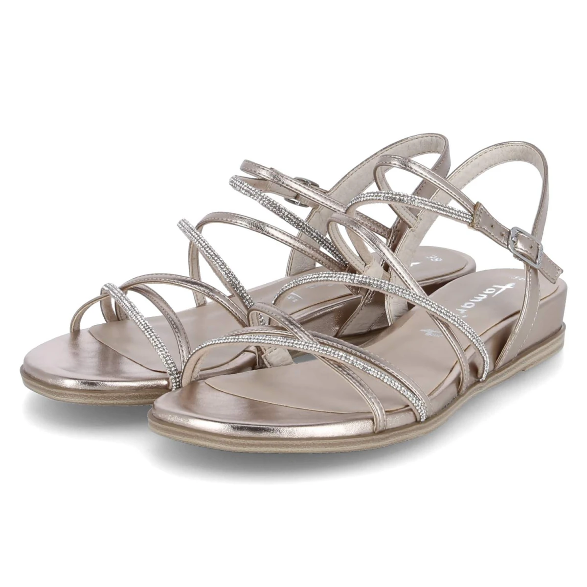 Tamaris Sandalen - Gr. 38 - Gold - Textil & Synthetik
