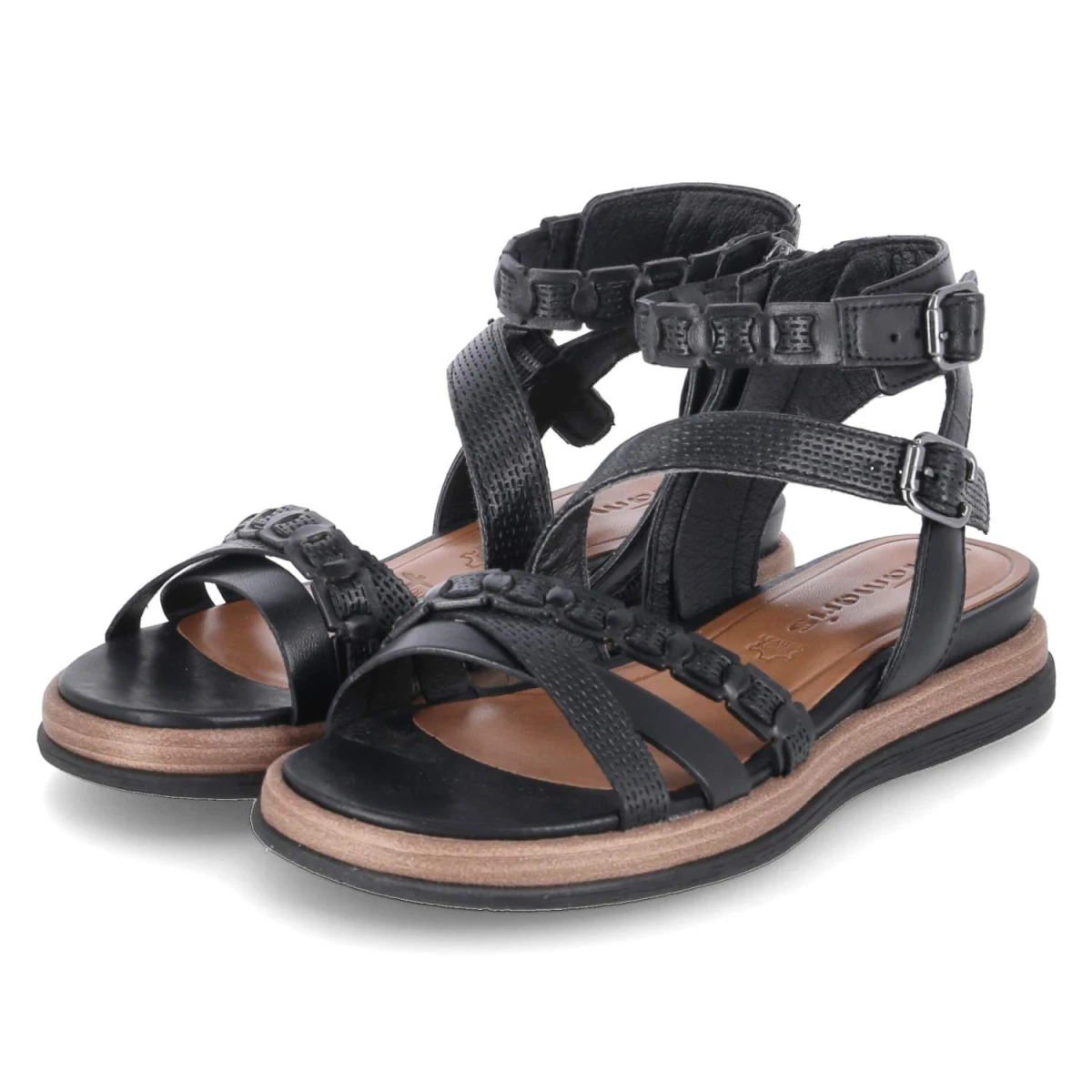 Tamaris Sandalen - Gr. 40 - Schwarz - Leder und Synthetik