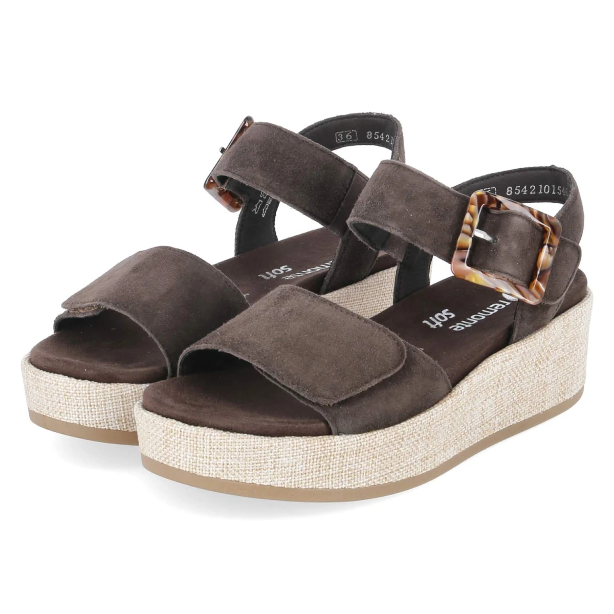 Remonte Plateau-Sandalen - Gr. 38 - Braun - Rauleder