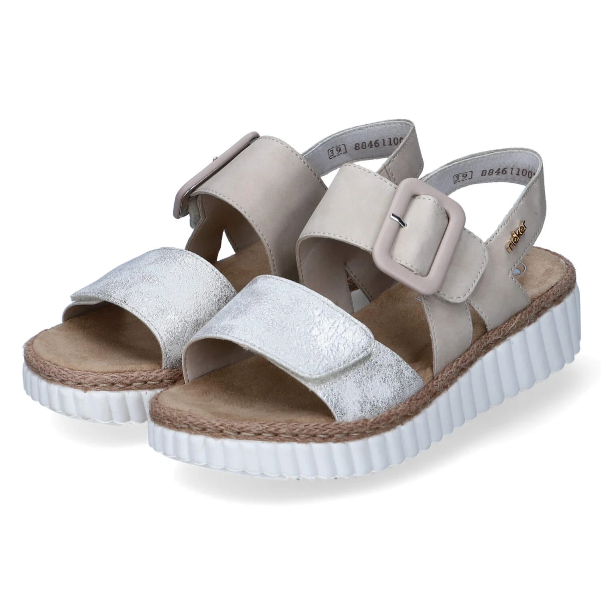 Rieker Sandalen - Gr. 43 - Beige - Kunstleder