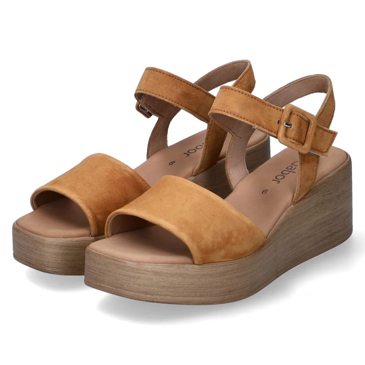 Gabor Keilsandaletten - Gr. 39 - Braun - Rauleder