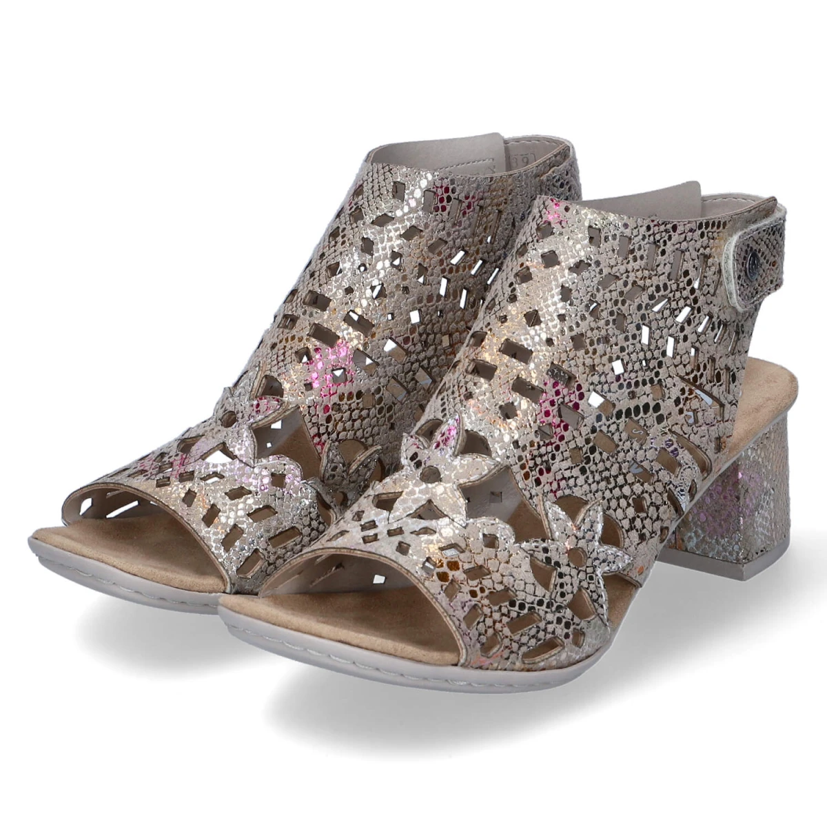 Rieker Schaftsandaletten - Gr. 42 - Beige - Synthetik