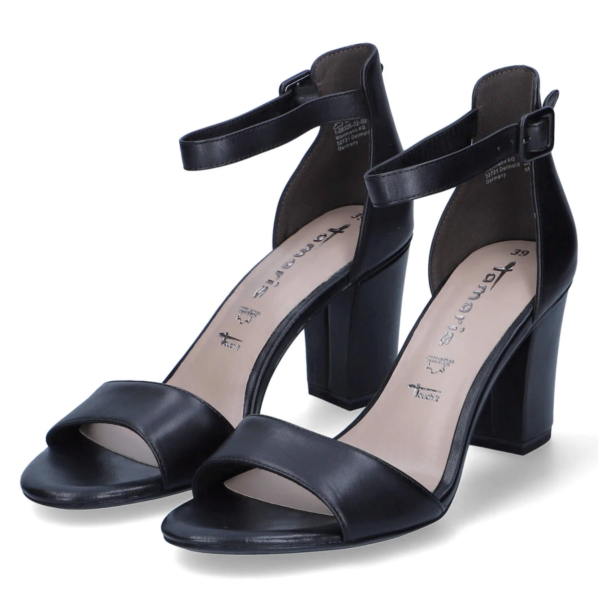 Tamaris Riemchensandaletten - Gr. 40 - Schwarz - Glattleder