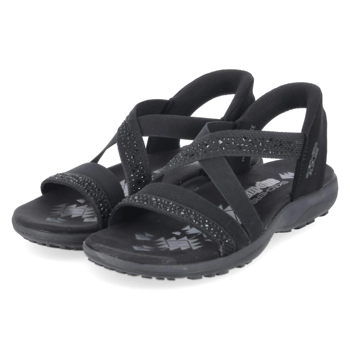 Skechers Slip-Sandalen SUMMER SPARKLE - Gr. 42 - Schwarz - Textil & Synthetik