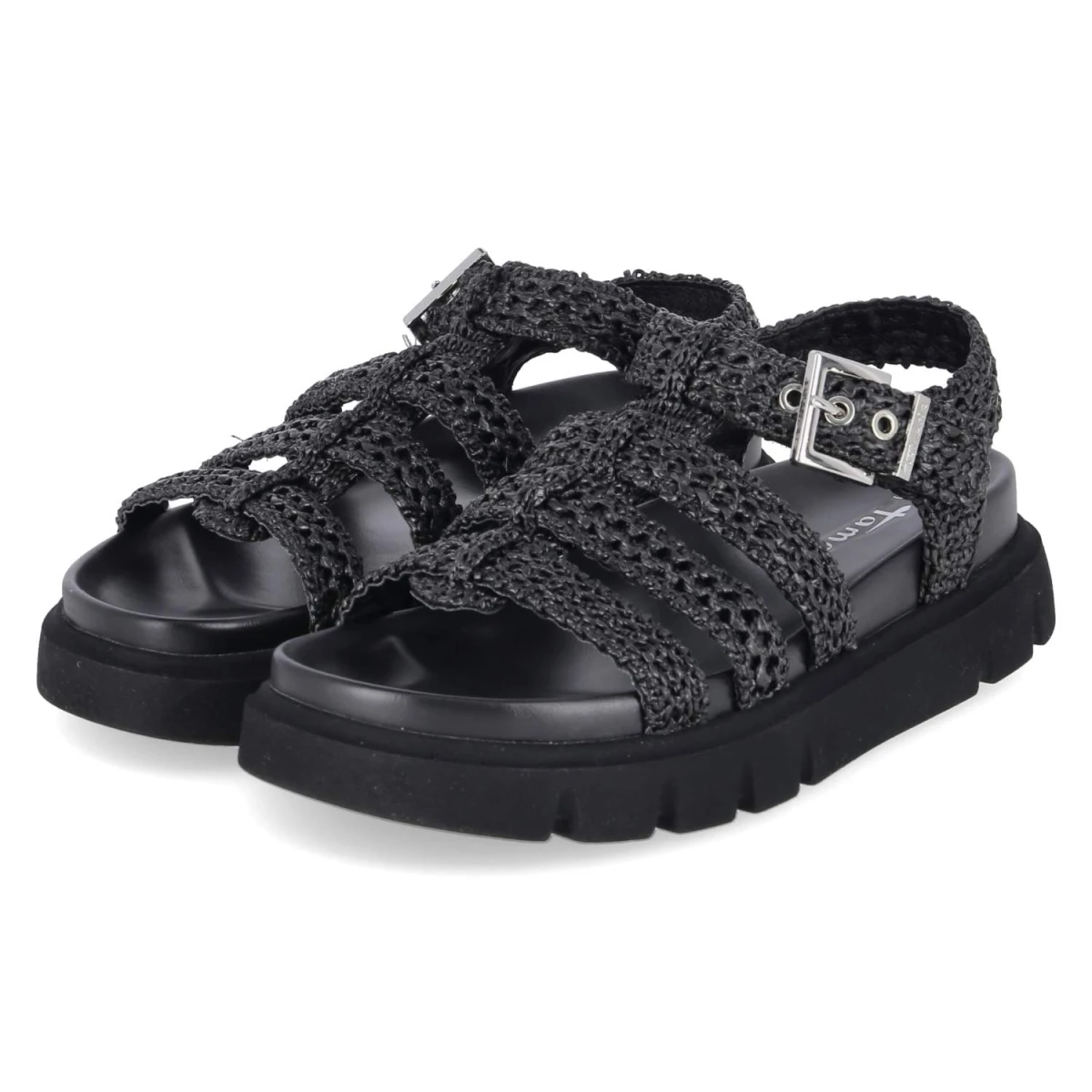 Tamaris Plateau-Sandalen - Gr. 37 - Schwarz - Textil