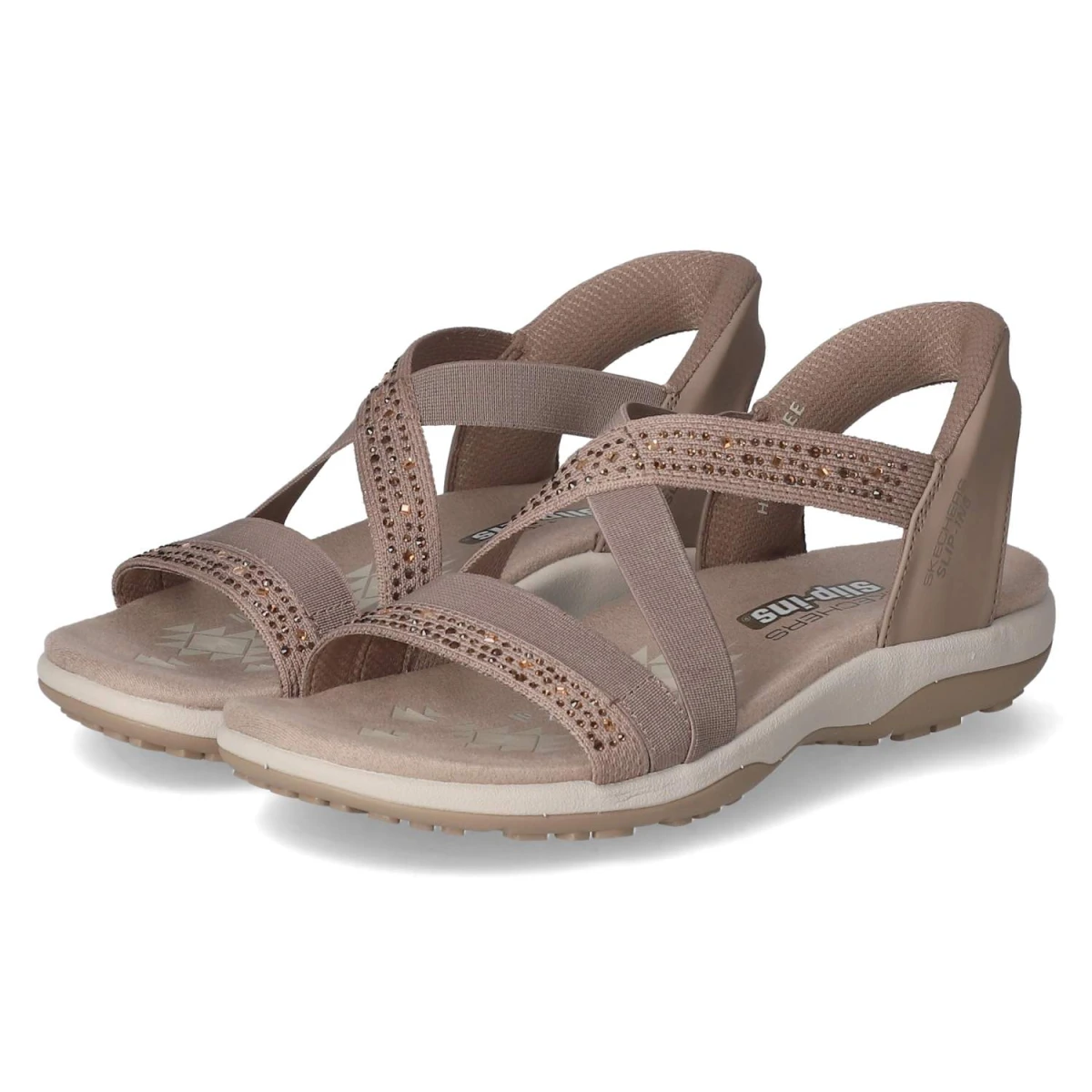 Skechers Sandalen SUMMER SPARKLE - Gr. 40 - Taupe - Textil & Synthetik