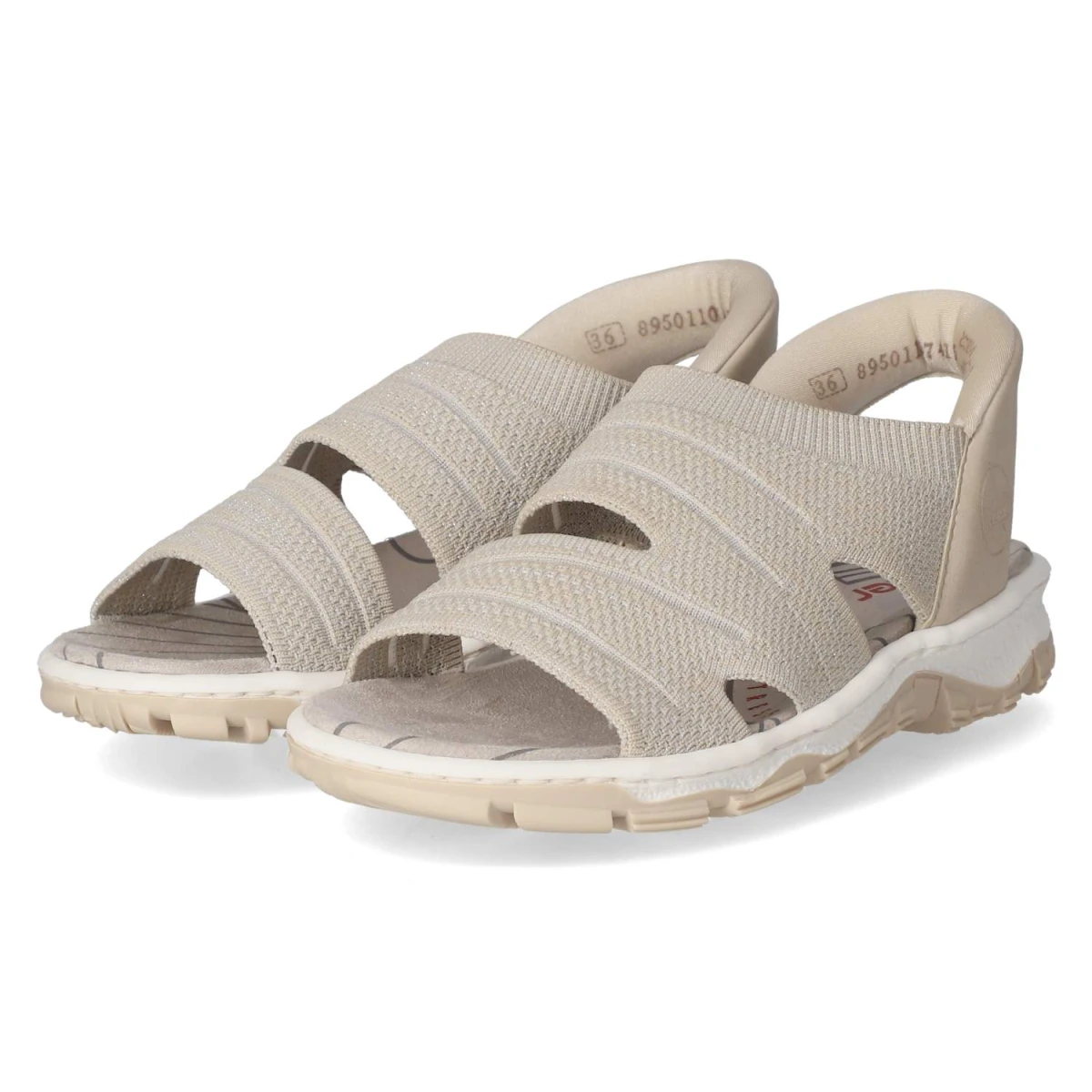 Rieker Sandalen - Gr. 37 - Beige - Textil & Synthetik