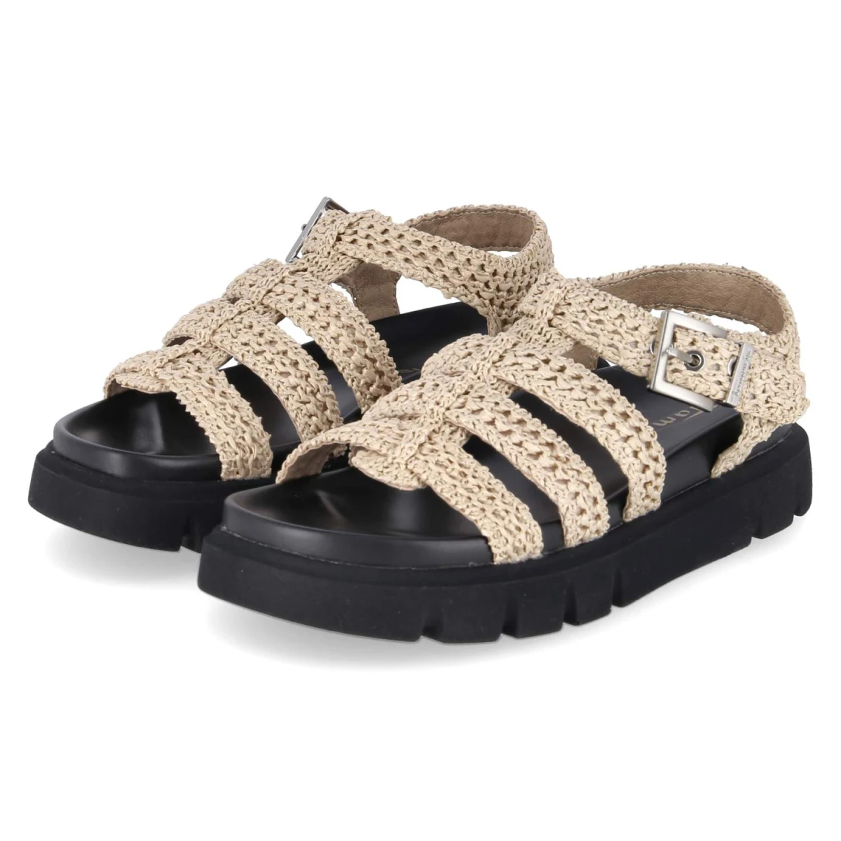 Tamaris Plateau-Sandalen - Gr. 41 - Beige - Textil