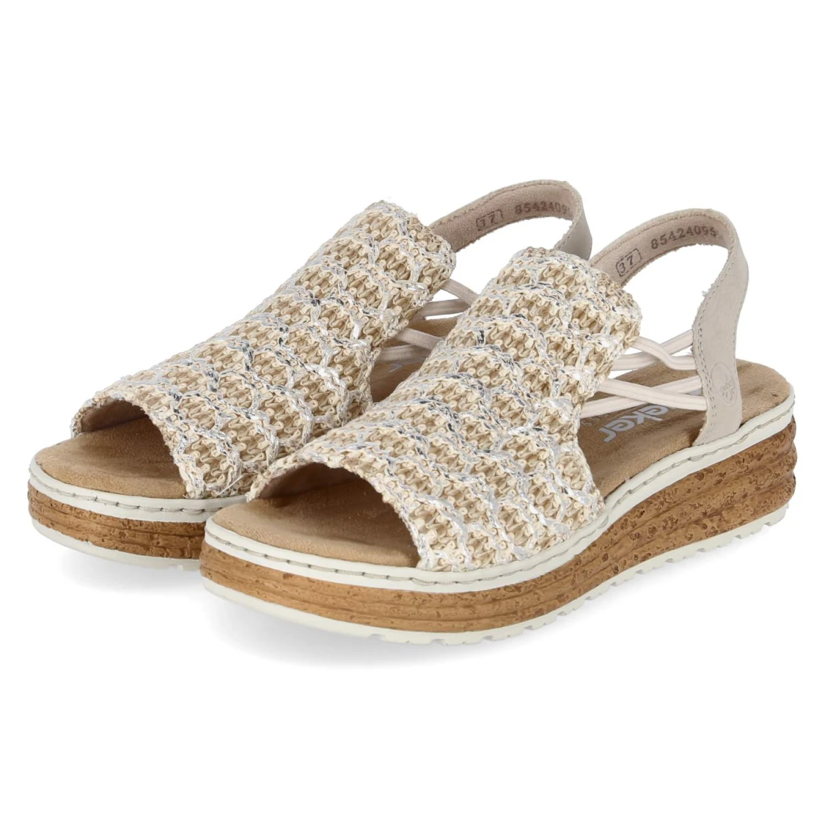 Rieker Sandalen - Gr. 38 - Beige - Textil & Synthetik