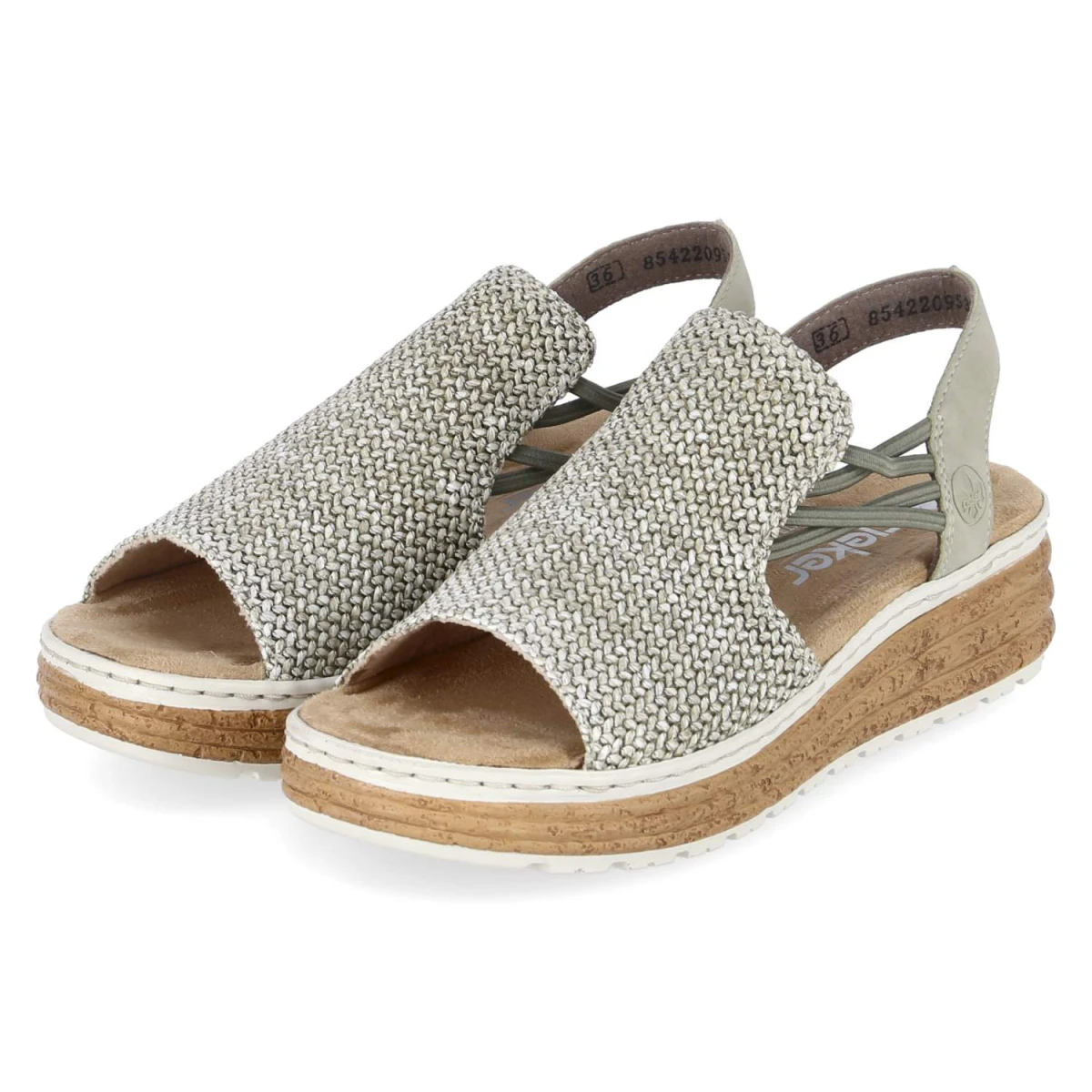 Rieker Sandaletten - Gr. 41 - Grün - Textil & Synthetik