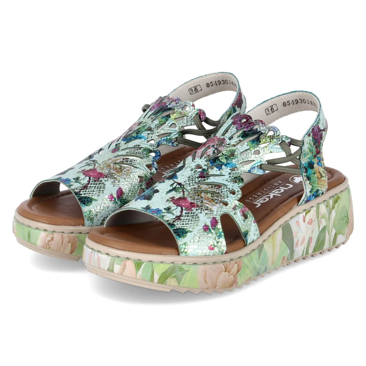 Rieker Plateau-Sandalen - Gr. 37 - Grün - Synthetik